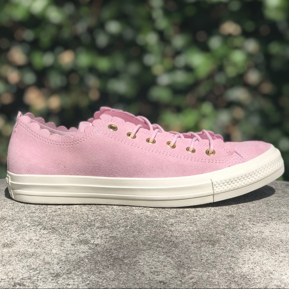 Converse CTAS OX Frilly Thrills Suede Sneakers - Picture 1 of 10